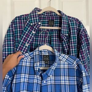 Jos. A. Bank Men's Casual Plaid Shirts - Blue and Green